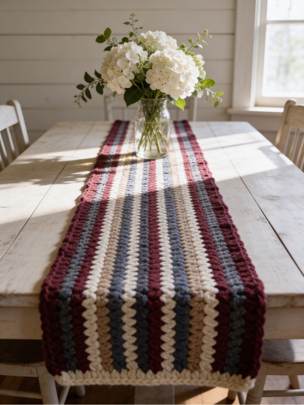 Stars & Stripes Crochet Table Runner | Holiday Summer 4th of July Americana